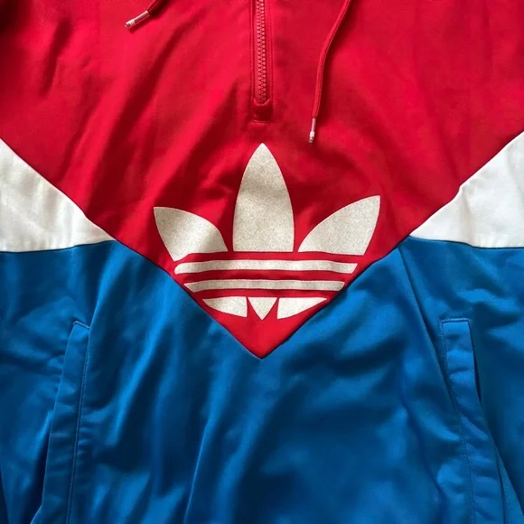 Adidas Originals Retro Vintage Red White & Blue Hoodie - Picture 6 of 13